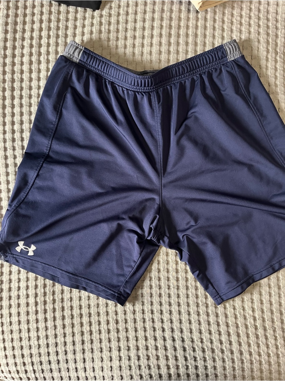 LG Navy Athletic Performance Shorts with Gray Waistband